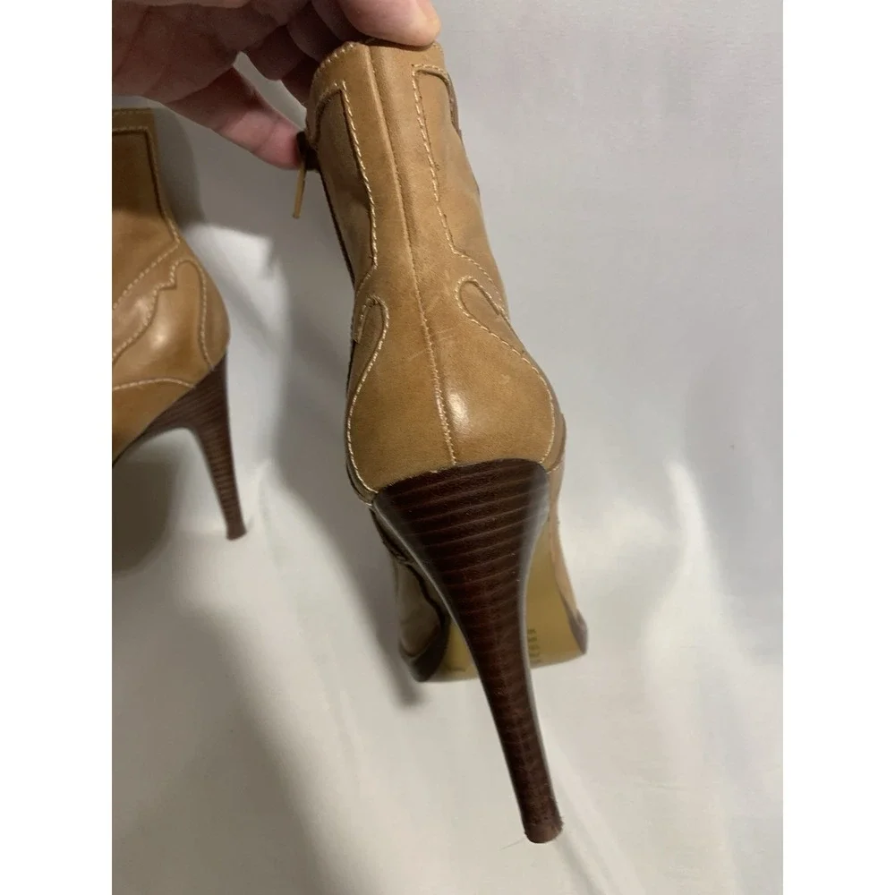 BCB Generation Womens 7.5 Brown‎ Leather Peep Toe stiletto western wartol